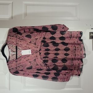 Rose & Olive tunic, sheer fabric with gold detail, Small